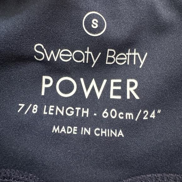 Sweaty Betty Leggings Womens Sz Small Pink Navy Power Size Two Pockets 7/8 High - Picture 7 of 11